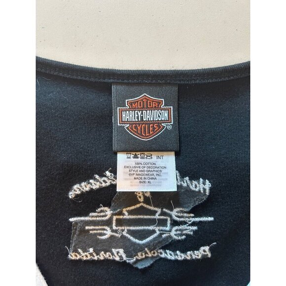 Harley Davidson Y2K Babydoll V-Neck Embroidered Top Size XL - Picture 6 of 11